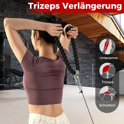 Set de atașare pentru cabluri pentru triceps - V-Grip, Double-D, bară dreaptă