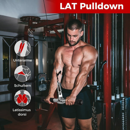 Set de atașare pentru cabluri pentru triceps - V-Grip, Double-D, bară dreaptă