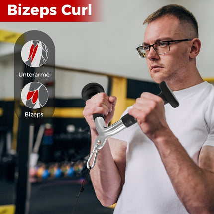 Set de atașare pentru cabluri pentru triceps - V-Grip, Double-D, bară dreaptă