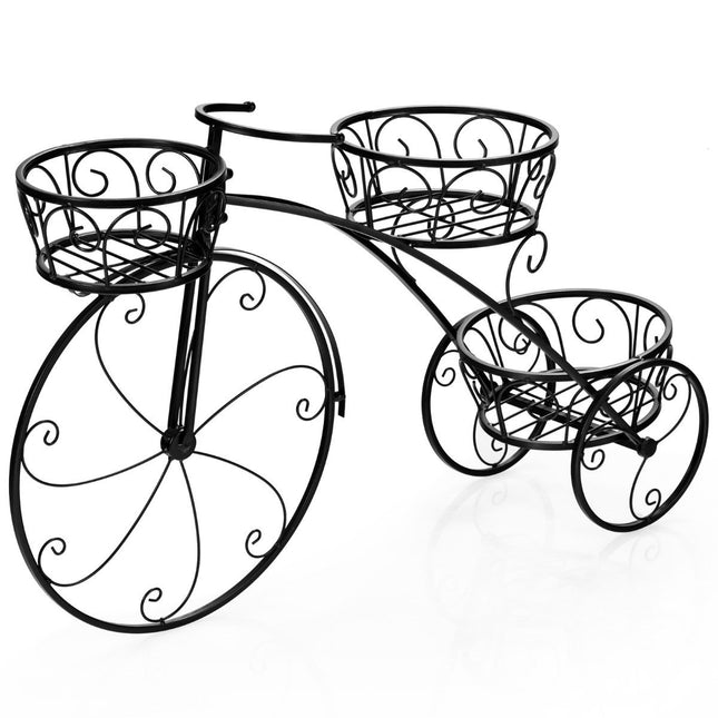 Suport pentru plante triciclete Suport plante biciclete in stil parizian 80 x 52 cm Negru