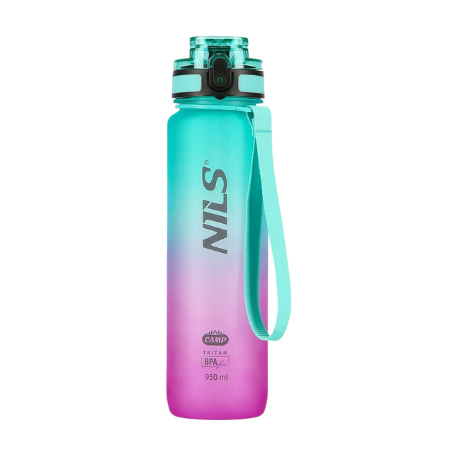 Sticlă de apă Tritan, verde-roz, rezistentă la scurgeri, 950 ml