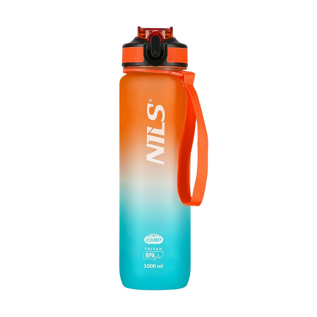 Sticlă de apă Tritan, portocaliu-albastru, rezistentă la scurgeri, 1000 ml
