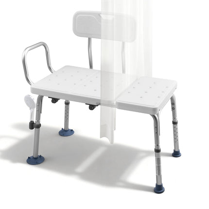 Tub Transfer Bench, 400 lb, Height-Adjustable, Backrest