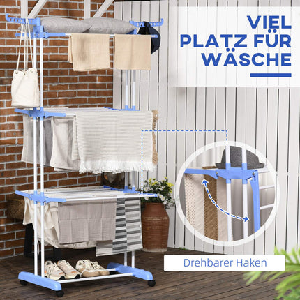 Pull-out dryer with wheels - steel blue