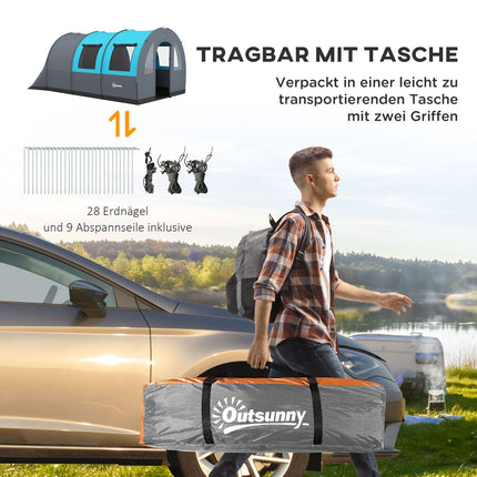 Camping tent for 6 – 2 rooms, light, 3000 mm grey