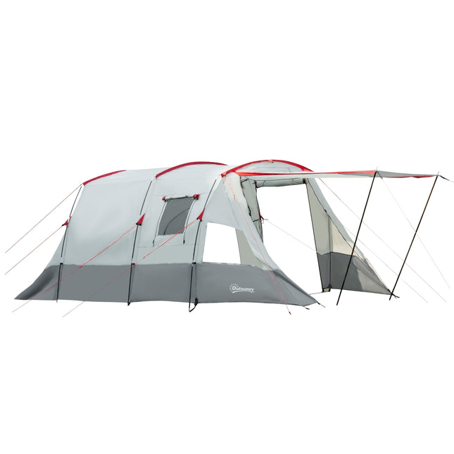 Tunnel camping tent for 8 people with sleeping cabin and living room