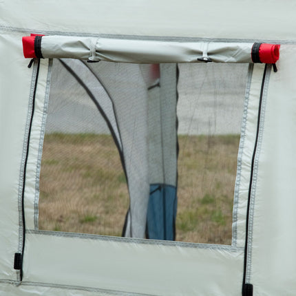 Cort tunel pentru 8 persoane, cort de camping cu cabină de dormit, living, cort de familie cu geantă de transport, foișor, cort de grup cu 3 uși, coloană de apă 2000 mm, Aosom albastru
