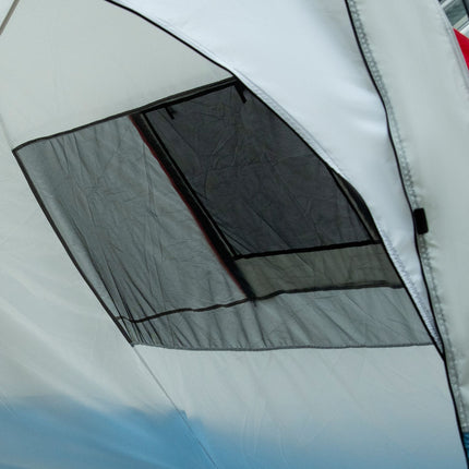 Cort tunel pentru 8 persoane, cort de camping cu cabină de dormit, living, cort de familie cu geantă de transport, foișor, cort de grup cu 3 uși, coloană de apă 2000 mm, Aosom albastru