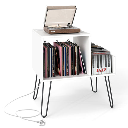 Suport pentru platan cu stație de încărcare, alb, depozitare reglabilă