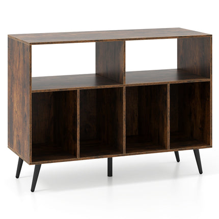 Suport pentru pick-up cu spațiu de depozitare pentru viniluri, maro rustic
