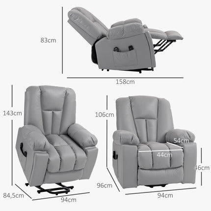 Electric recliner with massage and standing assistance