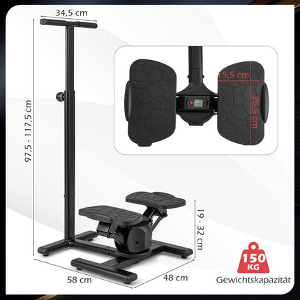 Treaptă rotativă pentru scări cu mâner reglabil și afișaj LCD