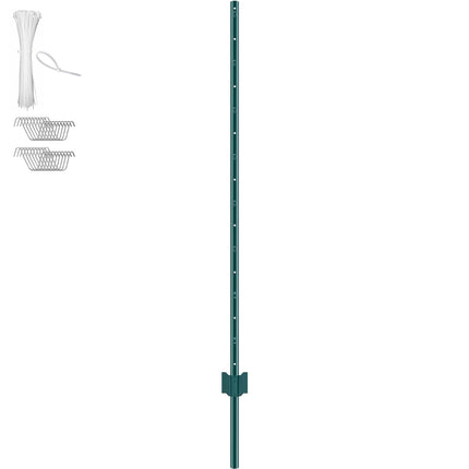 U-Channel Steel Fence Posts, 5 Ft, 10 Pack, Green
