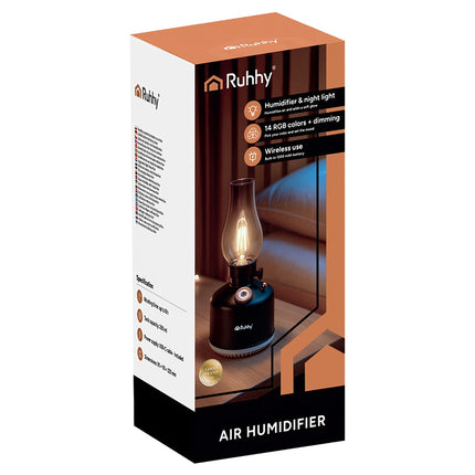 Umidificator de aer USB și lumină de noapte, 280 ml, 14 LED-uri RGB
