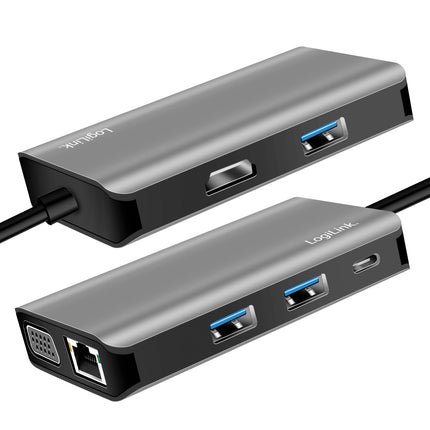 USB-C docking station 7-in-1 HDMI/VGA/RJ45/USB-C 100W PD