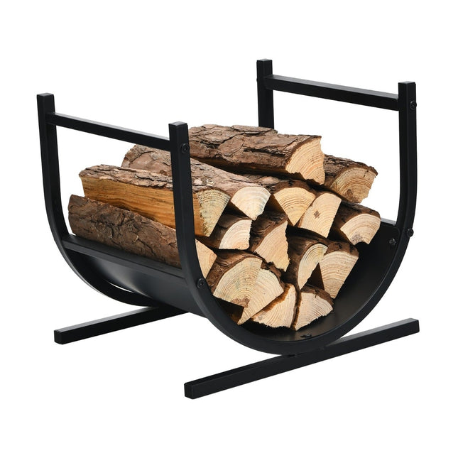 Suport metalic pentru lemne de foc în formă de U, 43x37x39,5 cm, negru