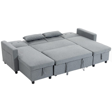 Canapea extensibilă modulară în formă de U, cu 4 locuri, spațiu de depozitare, gri