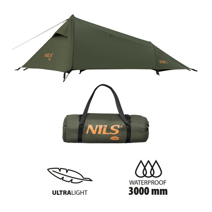 Cort ultra ușor pentru 2 persoane, verde, camping compact