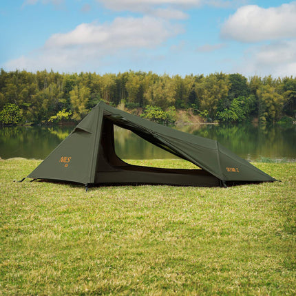 Cort ultra ușor pentru 2 persoane, verde, camping compact