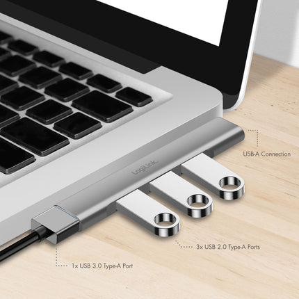 Ultraslim 4-port USB-A hub 1 x USB-A3.0, 3 x USB-A2.0