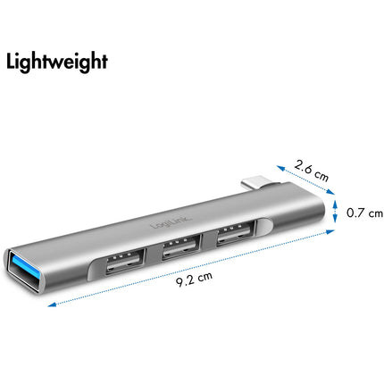 Ultraslim 4-port USB-C hub 1 x USB-A3.0, 3 x USB-A2.0