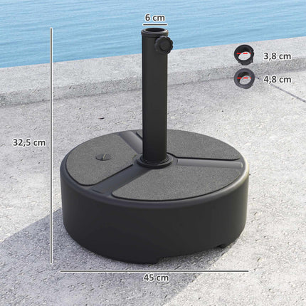 Suport de bază pentru umbrelă, HDPE, 20 kg, compatibil cu tije de 38-48 mm