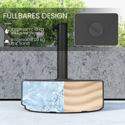 Suport de bază pentru umbrelă, HDPE, 20 kg, compatibil cu tije de 38-48 mm