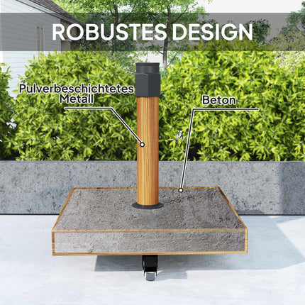 Bază de umbrelă cu roți, aspect lemn, metal, beton