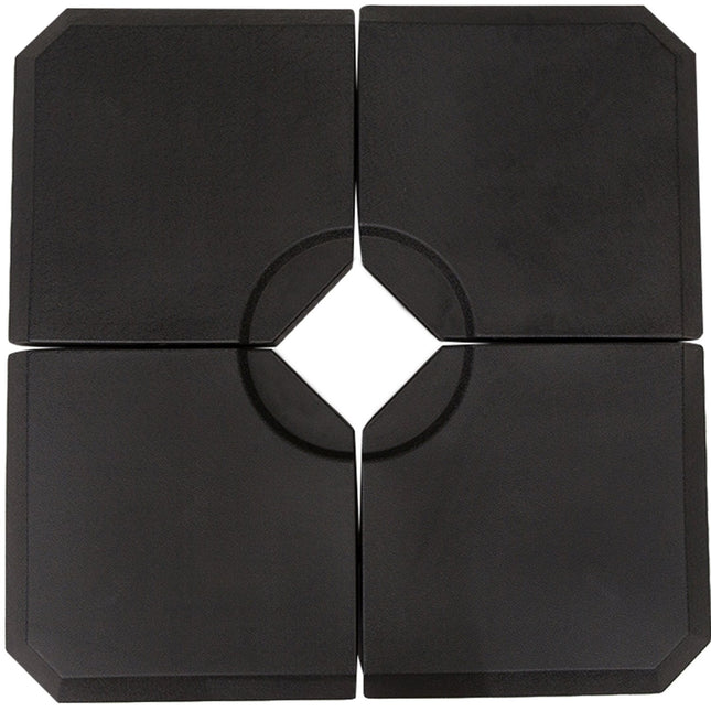 Greutate umbrela, 4 buc. Suport pentru umbrele, poate fi umplut cu 80 kg apă sau 120 kg nisip, HDPE, negru, 100 X 100 X 9,5 Cm