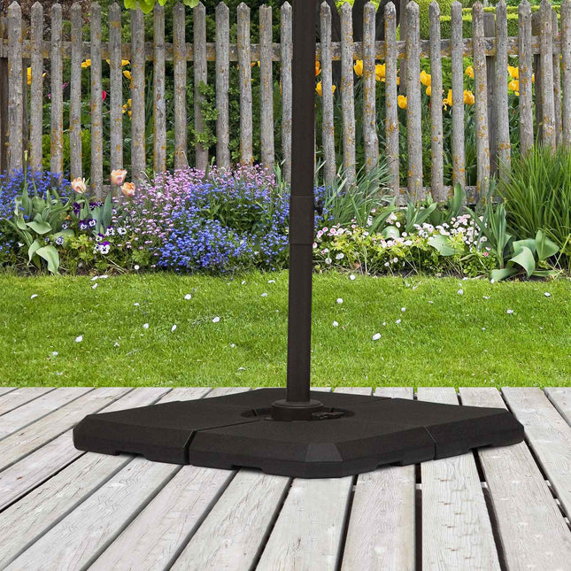 Greutate umbrela, 4 buc. Suport pentru umbrele, poate fi umplut cu 80 kg apă sau 120 kg nisip, HDPE, negru, 100 X 100 X 9,5 Cm