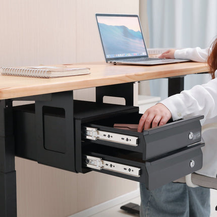 Under Desk Drawer, 13-Inch Wide, Lockable 2-Tier Steel