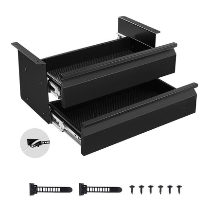 Under Desk Drawer, 2-Layer Slide-Out Steel, 16-Inch