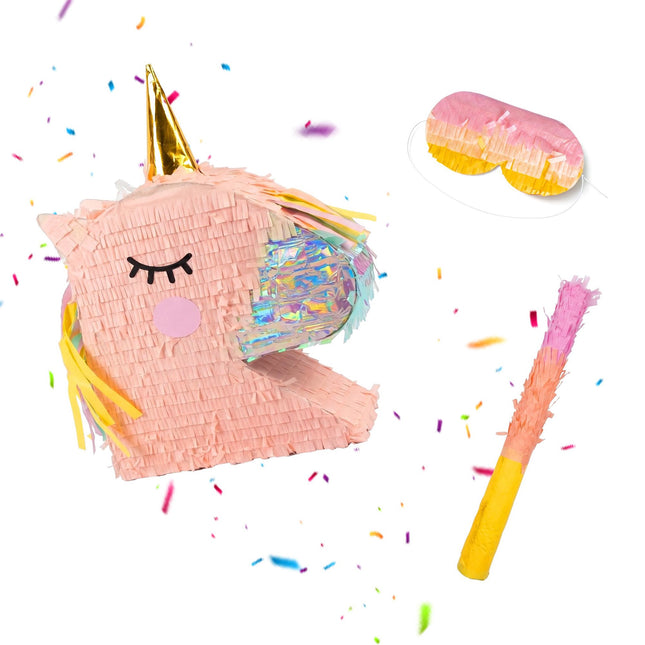 Set de piñate Unicorn – Mască cu băț și legat la ochi