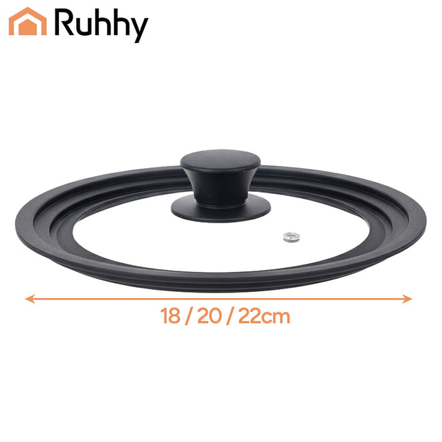 Capac universal 3 în 1 din silicon-sticlă pentru oale 18/20/22 cm