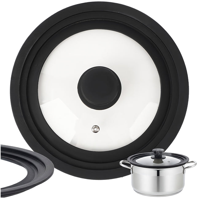 Capac universal 3 în 1 din silicon-sticlă pentru oale 18/20/22 cm