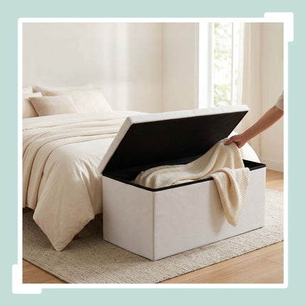 Bancă tapițată cu depozitare – Material textil pliabil, 2 locuri