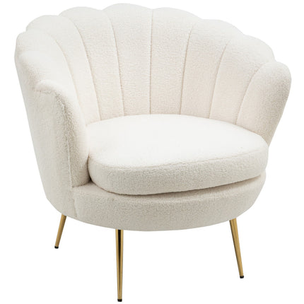 White shell upholstered armchair with metal legs