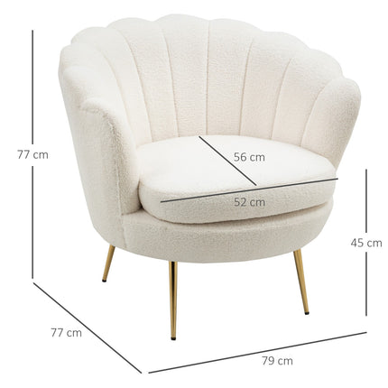 White shell upholstered armchair with metal legs