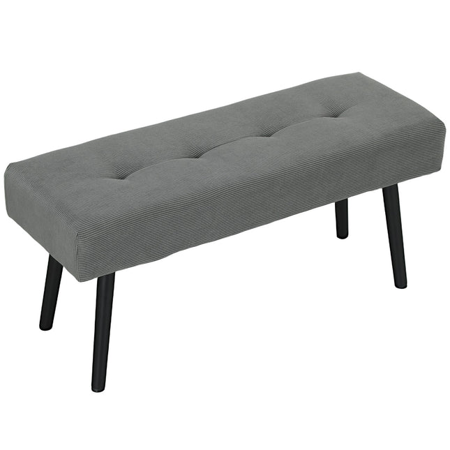 Corduroy Upholstered Bench, 100x36x45 cm, Grey