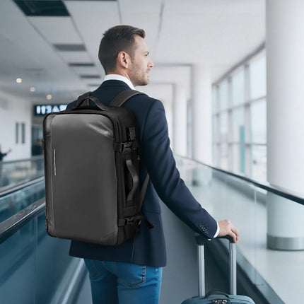 Vacuum Travel Backpack 65L, Pump, TSA Lock, Gray
