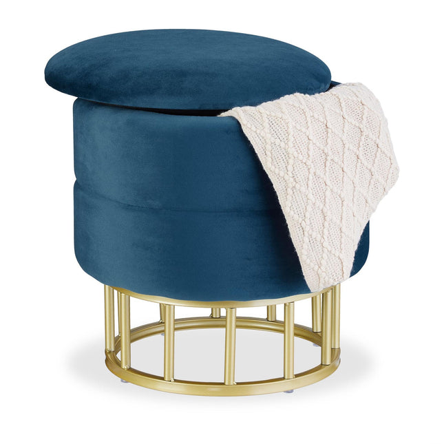 Velvet pouffe with storage space
