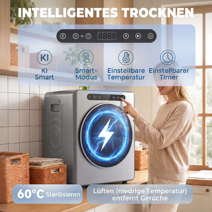 Uscător de rufe cu ventilație 5 kg, 1000 W, compact, argintiu