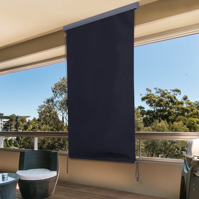 Copertina Verticala, Copertina Balcon Cu Manivela, Protectie Vant, Jaluzea Laterala, Poliester + Aluminiu, 120X200Cm