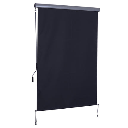 Copertina Verticala Copertina Balcon Cu Manivela, Jaluzea Laterala Protectie Vant, Poliester + Aluminiu, Gri Inchis, 140X250Cm