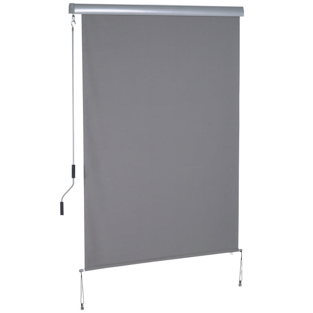 Copertina Verticala Copertina Balcon Cu Manivela, Jaluzea Laterala Protectie Vant, Poliester + Aluminiu, Gri, 140X200Cm