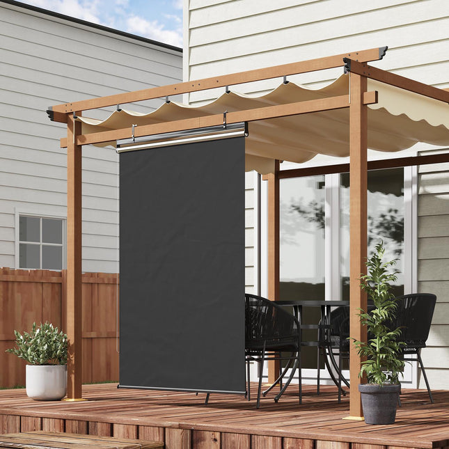 Balcony Privacy screen Sunproof polyester curtain, dark grey