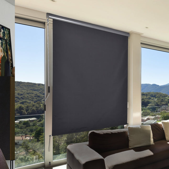 Copertina Verticala Balcon Protectie Vant Si Paravan De Confidentialitate, Manivela, Poliester + Aluminiu, 160X250Cm