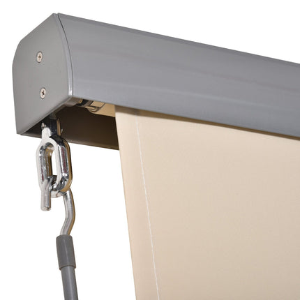 Copertina Verticala Balcon Protectie Vant Si Paravan De Confidentialitate, Manivela, Poliester + Aluminiu, Alb Crem, 100X140Cm