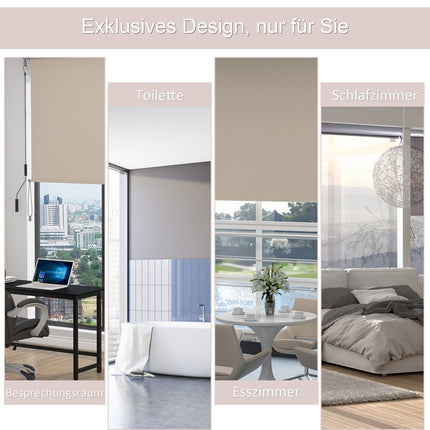Copertina Verticala Balcon Protectie Vant Si Paravan De Confidentialitate, Manivela, Poliester + Aluminiu, Alb Crem, 100X140Cm