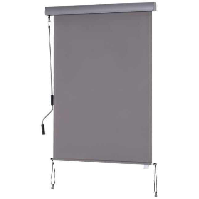 Copertina Verticala Balcon Protectie Vant Si Paravan De Confidentialitate, Manivela, Poliester + Aluminiu, Gri, 100X140Cm